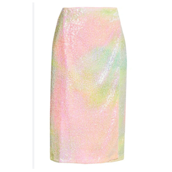 NEW~ Stine Goya Rainbow Arwen Fully Sequined Wrap Midi Skirt S $460 - Picture 6 of 9
